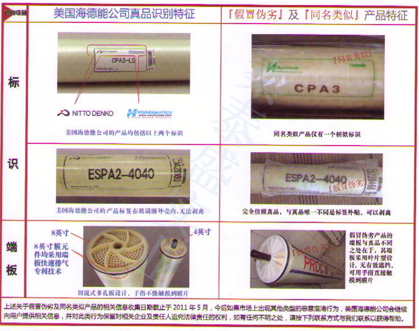 海德能反滲透膜真假辨認(rèn)